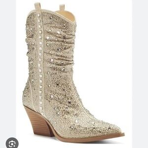 Jessica Simpson Zellya Western Bootie Champagne Glitter Gabor